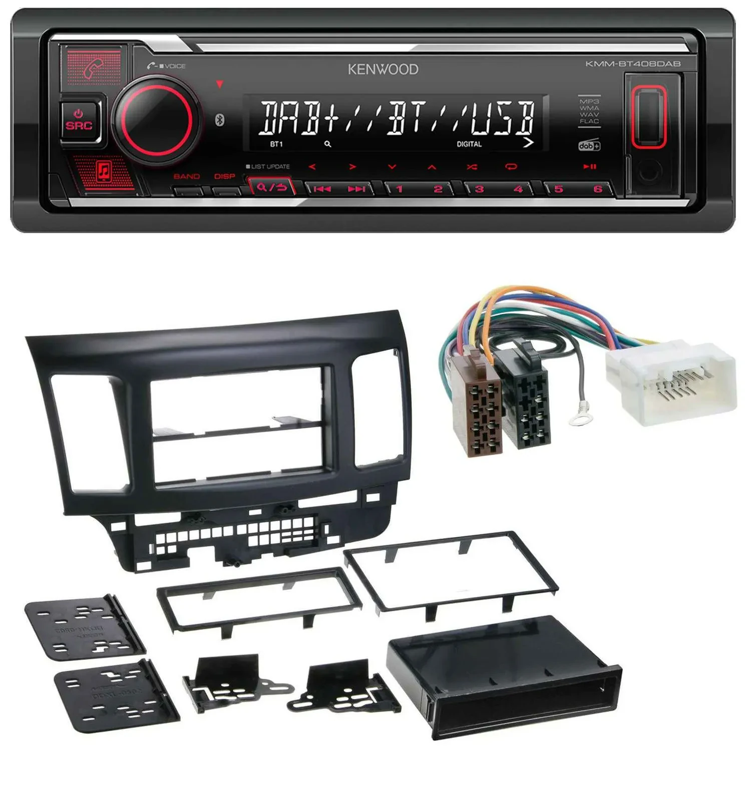 Kenwood MP3 Bluetooth USB DAB Autoradio für Mitsubishi Evo Lancer (ab 2008)