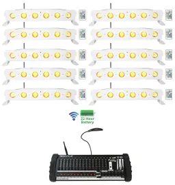 (10) Rockville BEST STRIP 60 White Light Bars+384 Ch. Wireless DMX Controller