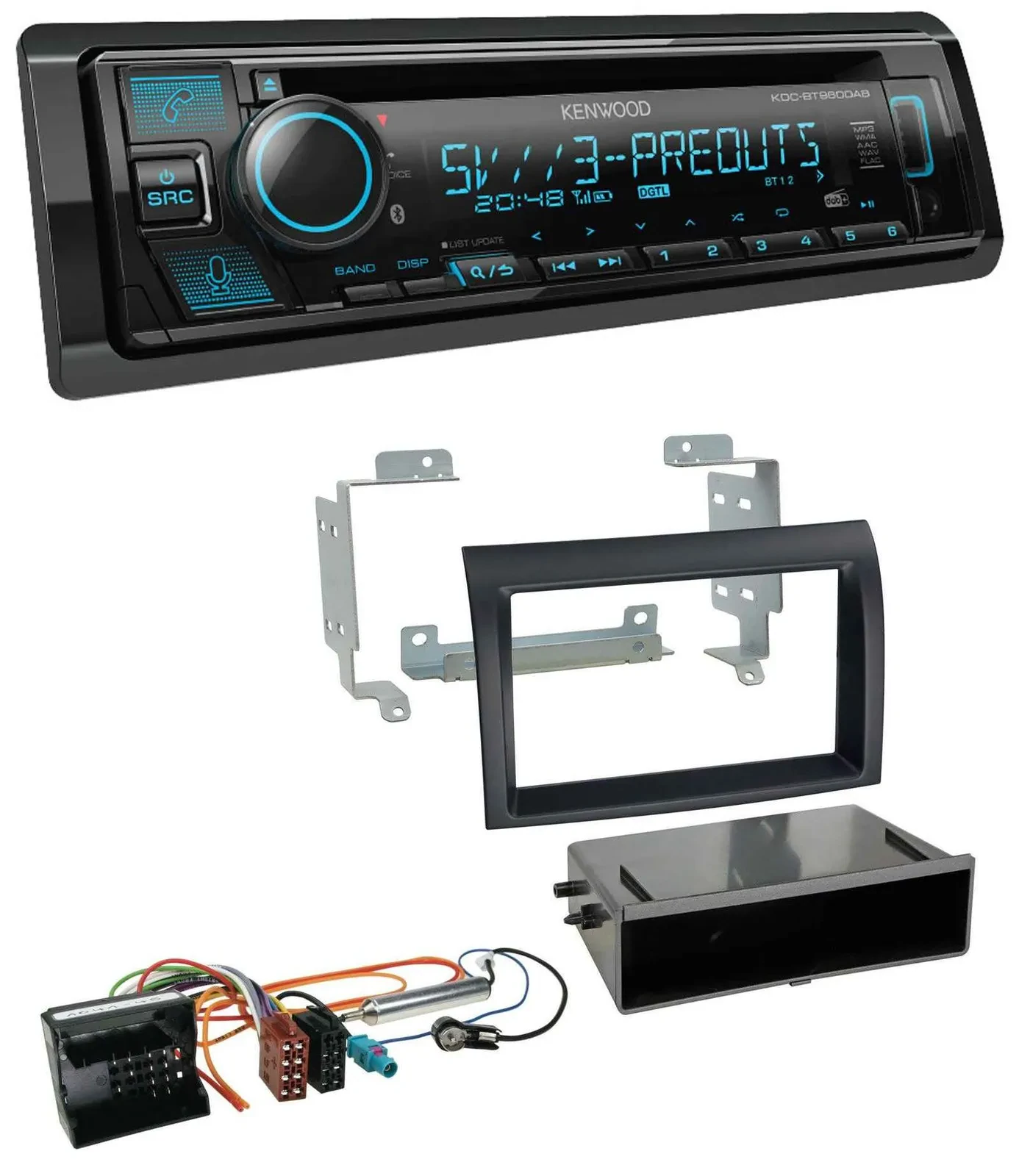Автомагнитола Kenwood с Bluetooth, USB, CD, MP3, DAB для Citroen Jumper (Quadlock, 2006–2011)