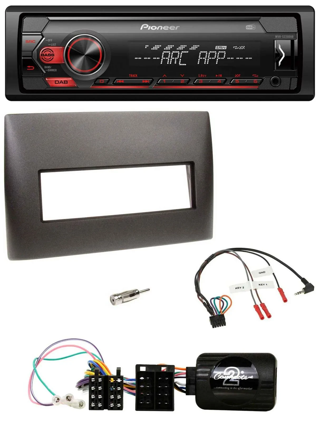 Pioneer DAB 1DIN MP3 Lenkrad USB Autoradio für Fiat Stilo 2001-2007 schwarz