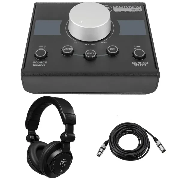Mackie Big Knob Passive 2x2 Studio Monitor Controller, with Headphones  Cable