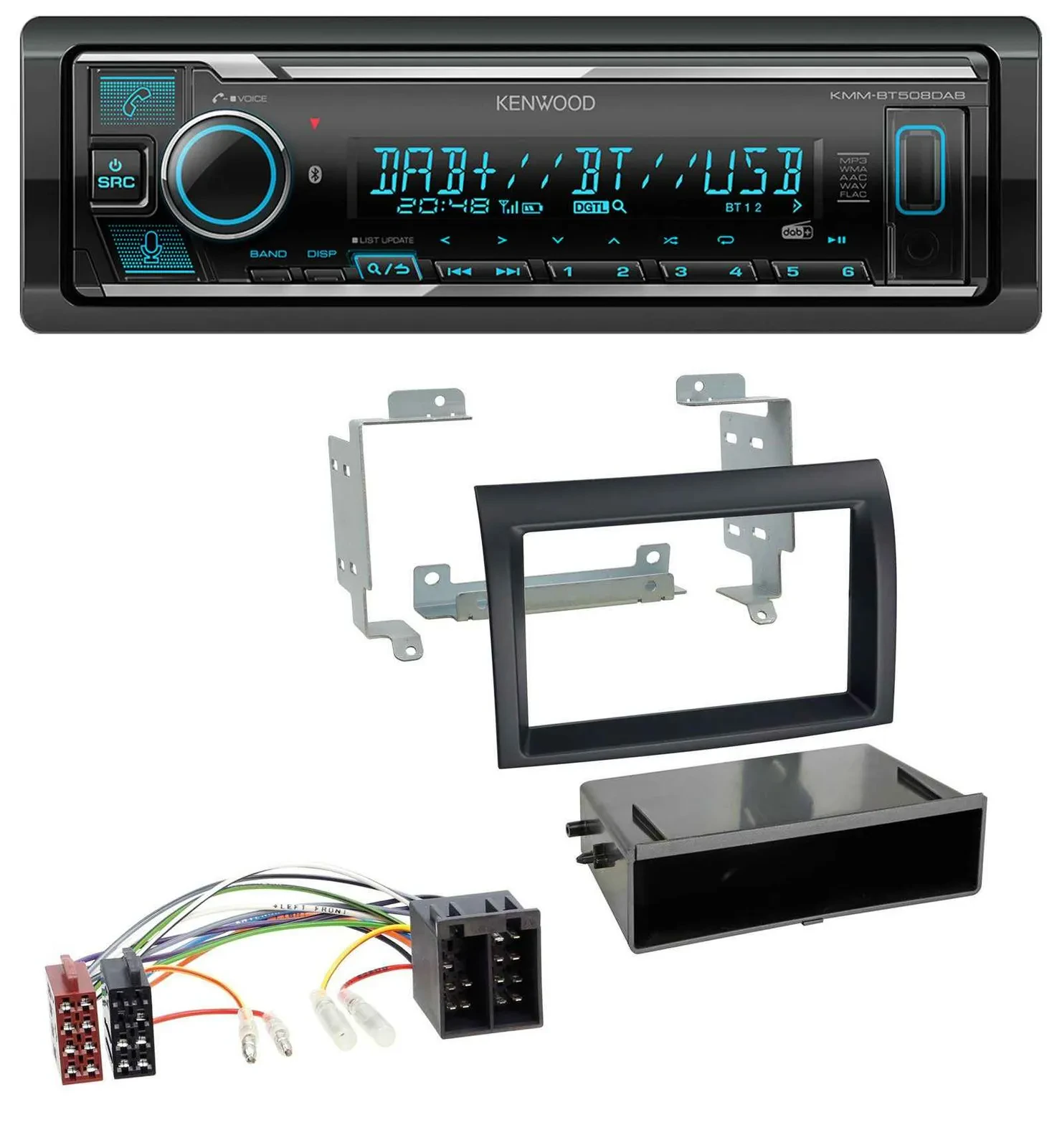 Автомагнитола Kenwood Bluetooth MP3 DAB USB для Fiat Ducato (2006–2010), черная