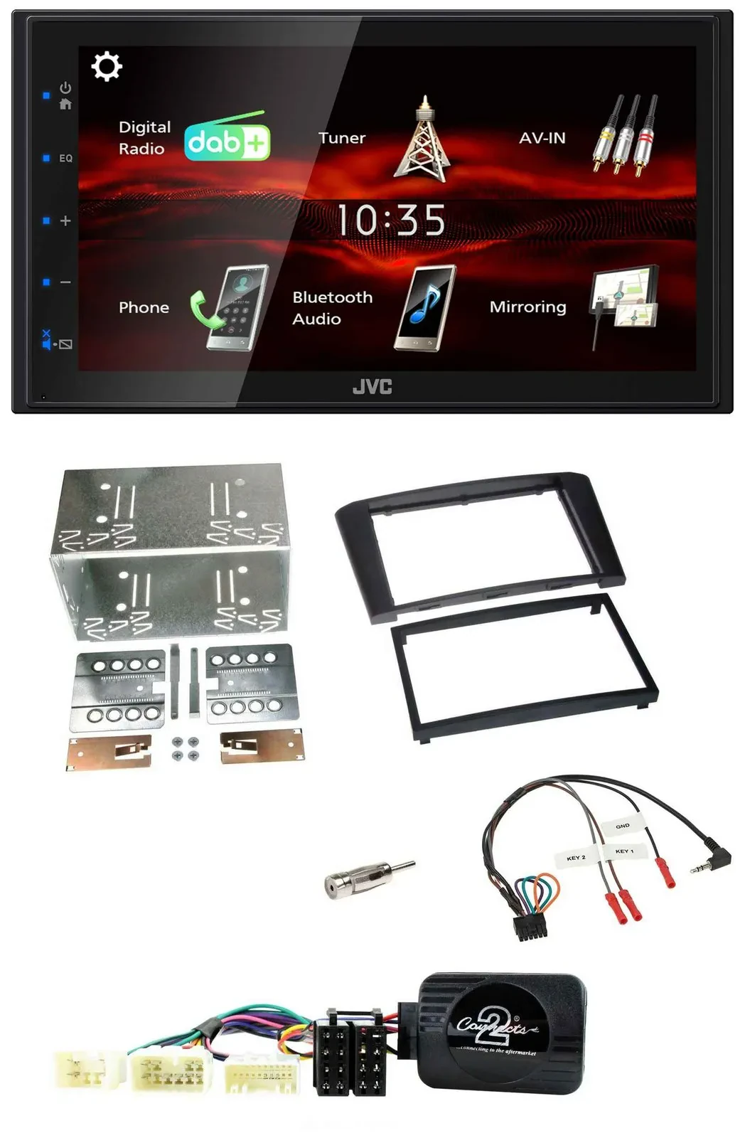 JVC USB Bluetooth Lenkrad DAB 2DIN Autoradio für Toyota Avensis 2003-2009