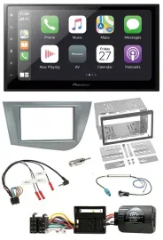 Pioneer Lenkrad Bluetooth DAB 2DIN USB Autoradio für Seat Leon 2005-2012 silber