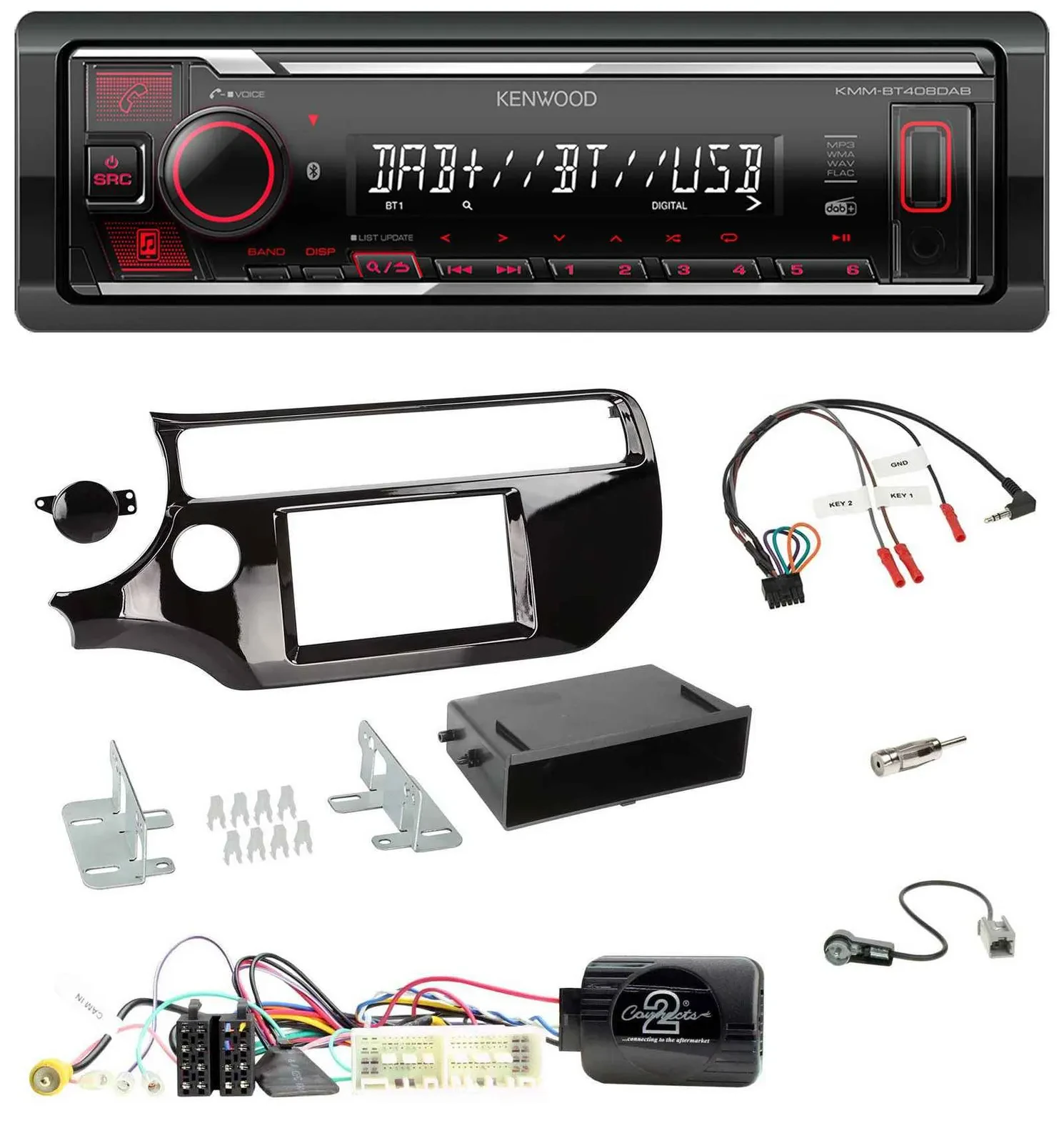 Kenwood Lenkrad Bluetooth USB DAB Autoradio für Kia Rio UB Facelift 2017-2023 pi