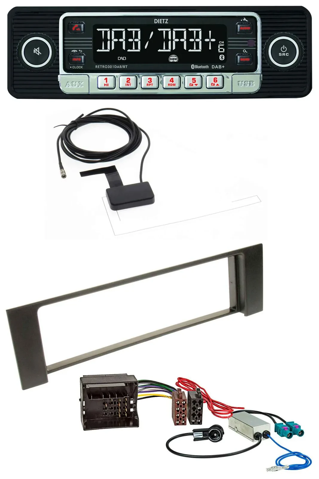 Dietz DAB Bluetooth USB MP3 Autoradio für Audi A4 B6 00-04 Quadlock Doppel Fakra