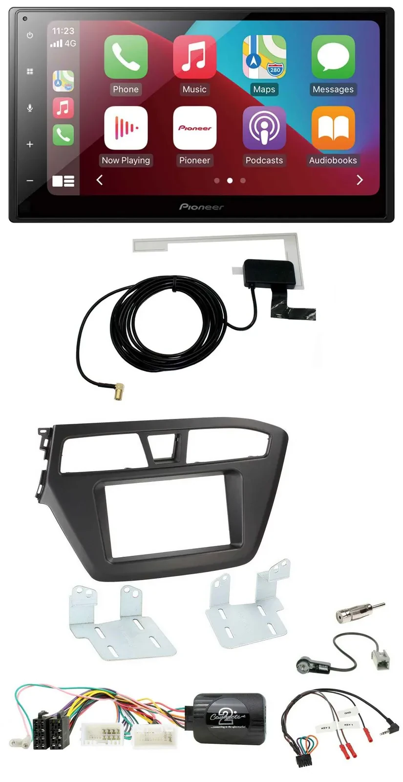 Автомагнитола для Hyundai i20 Pioneer 2DIN, USB, Bluetooth, DAB, поддержка кнопок на руле