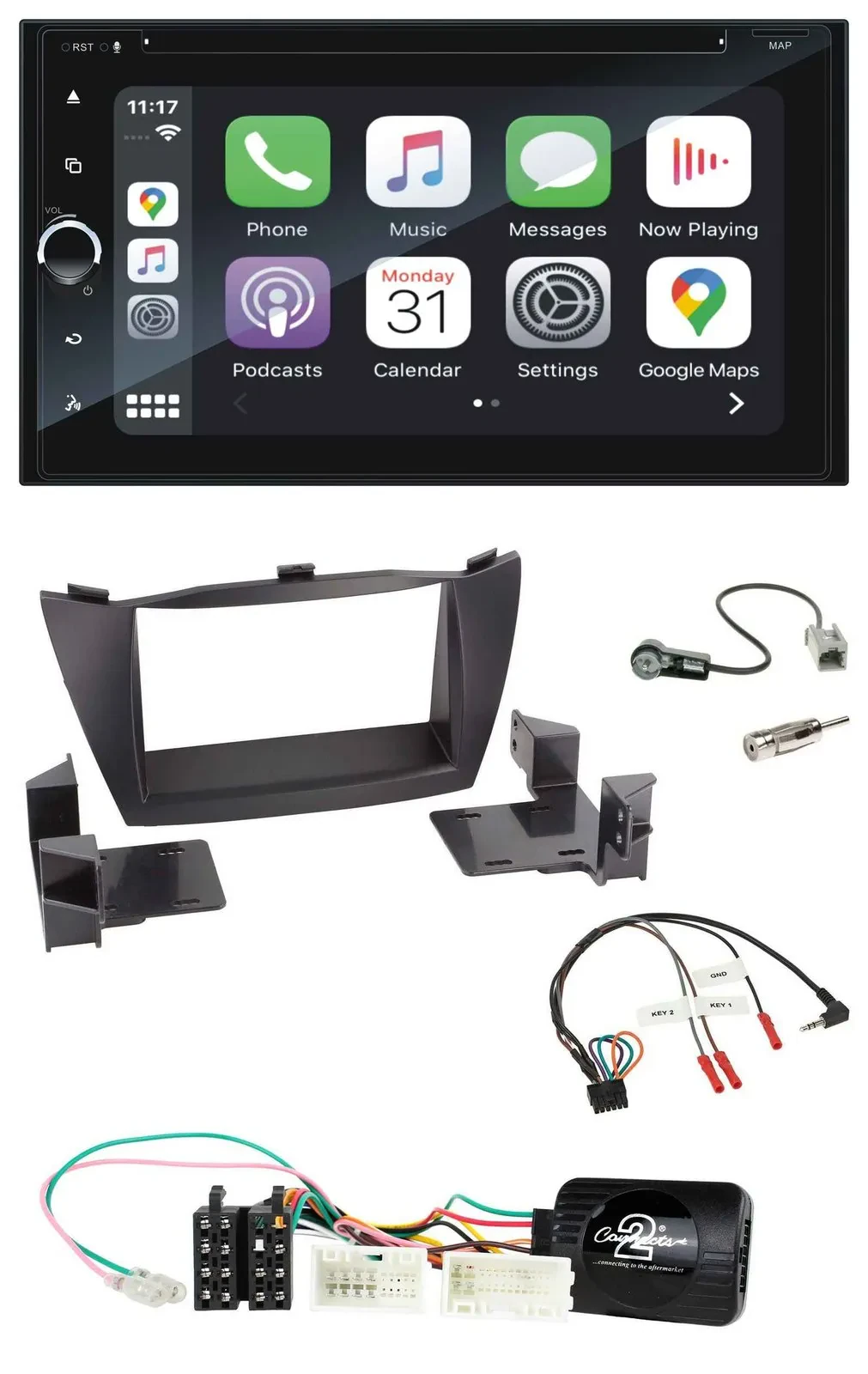 Blaupunkt 2DIN Bluetooth DAB USB DVD Lenkrad Autoradio für Hyundai ix35 2010-201