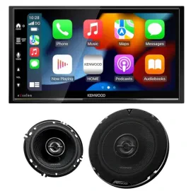 Автомагнитола Kenwood DMX809S_KFC1698RS 2 DIN, сенсорный экран 6.8", с коаксиальными динамиками 6.5" (набор)