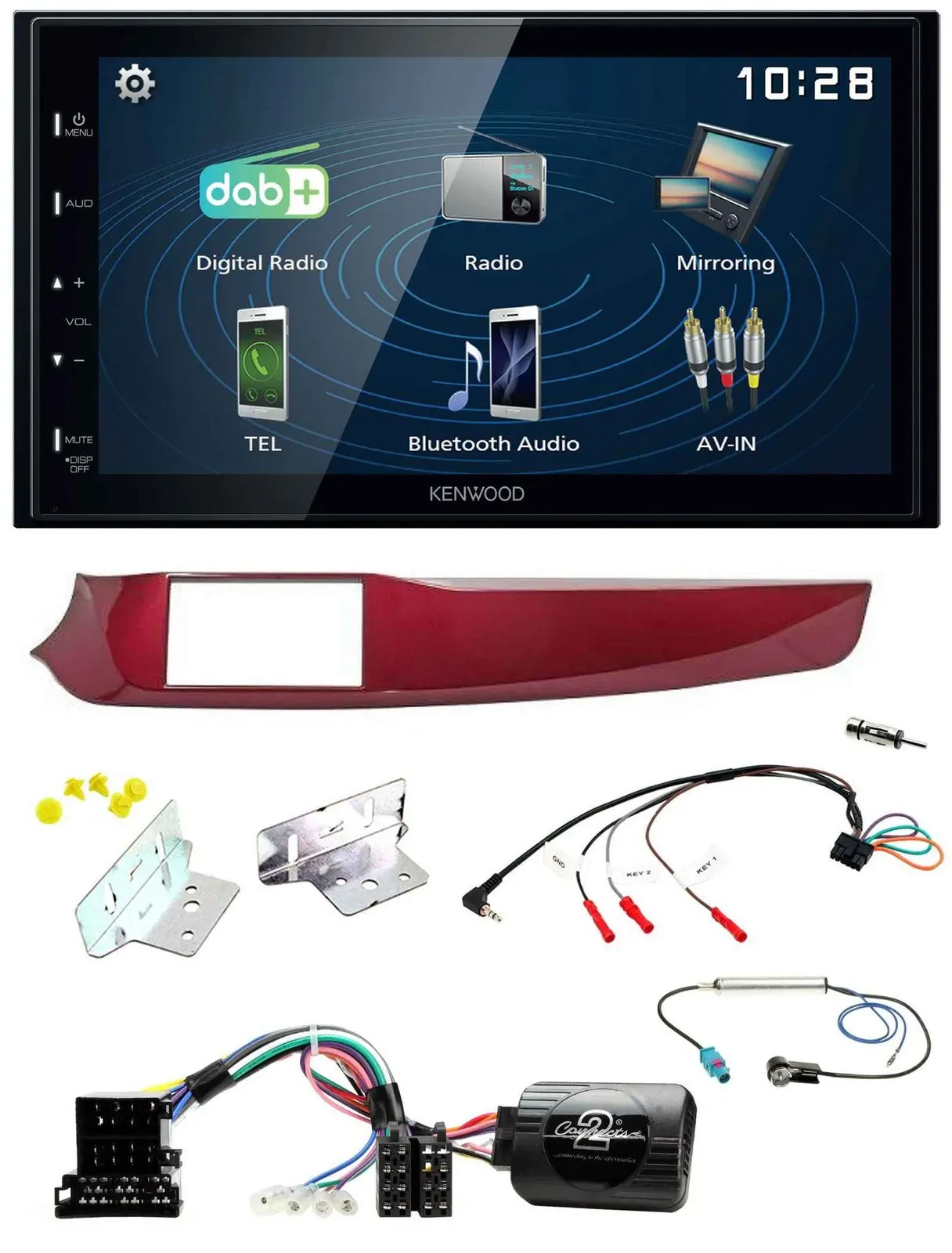 Kenwood 2DIN Bluetooth Lenkrad USB DAB Autoradio für Alfa Giulietta rot 940 2010