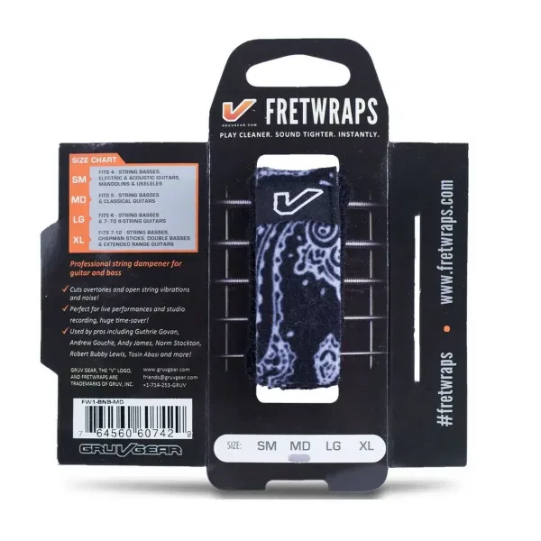 Gruv Gear FW1-BNB-LG FretWraps String Muter 1-Pack, Black Banana Large