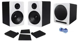 (2) Rockville APM8W 8" Powered Studio Monitors+Active 10" Subwoofer+Foam Pads