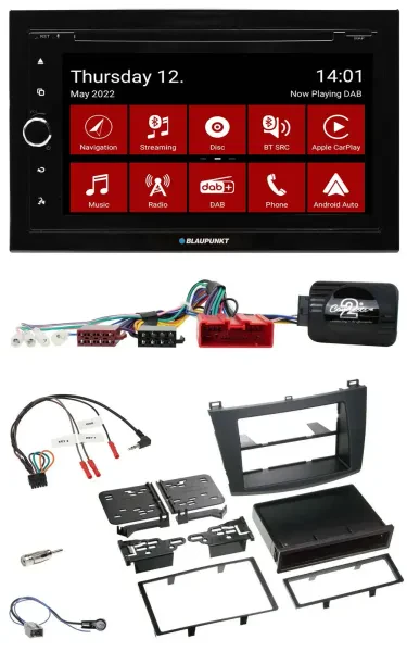 Blaupunkt 2DIN Lenkrad Bluetooth USB TMC DAB Navigation für Mazda 3 09-13 Can-Bu