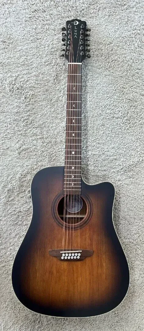 Luna Art Vintage Dreadnought 12 String Solid Top Acoustic Electric Guitar - DEMO