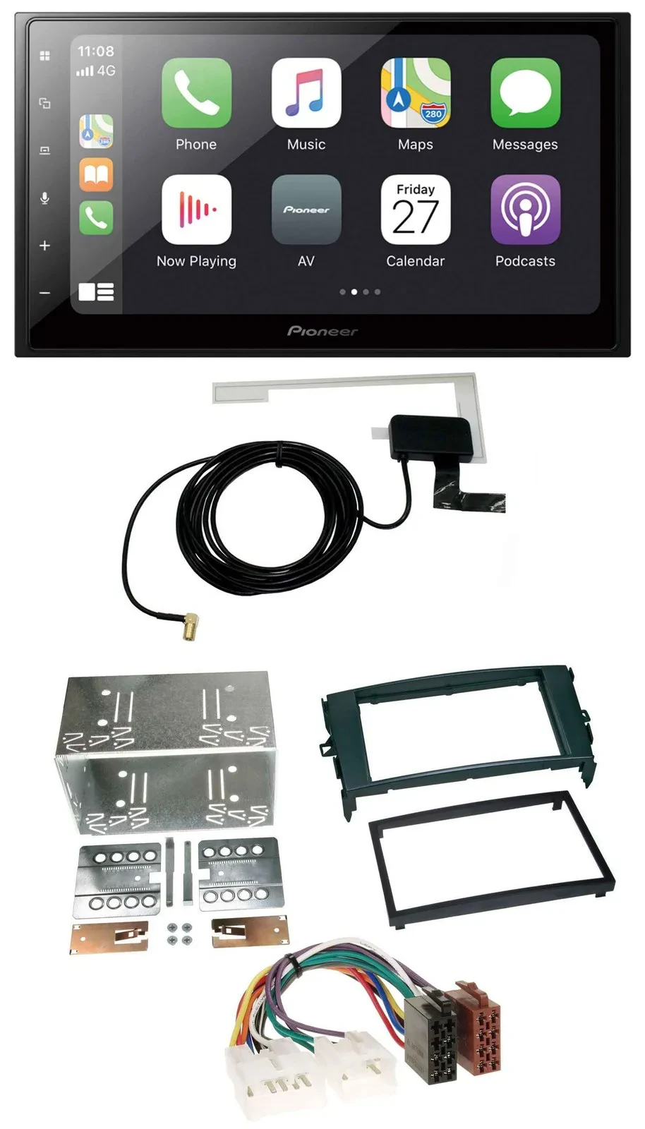 Pioneer USB MP3 2DIN Bluetooth DAB Autoradio für Toyota Auris 07-12 schwarz