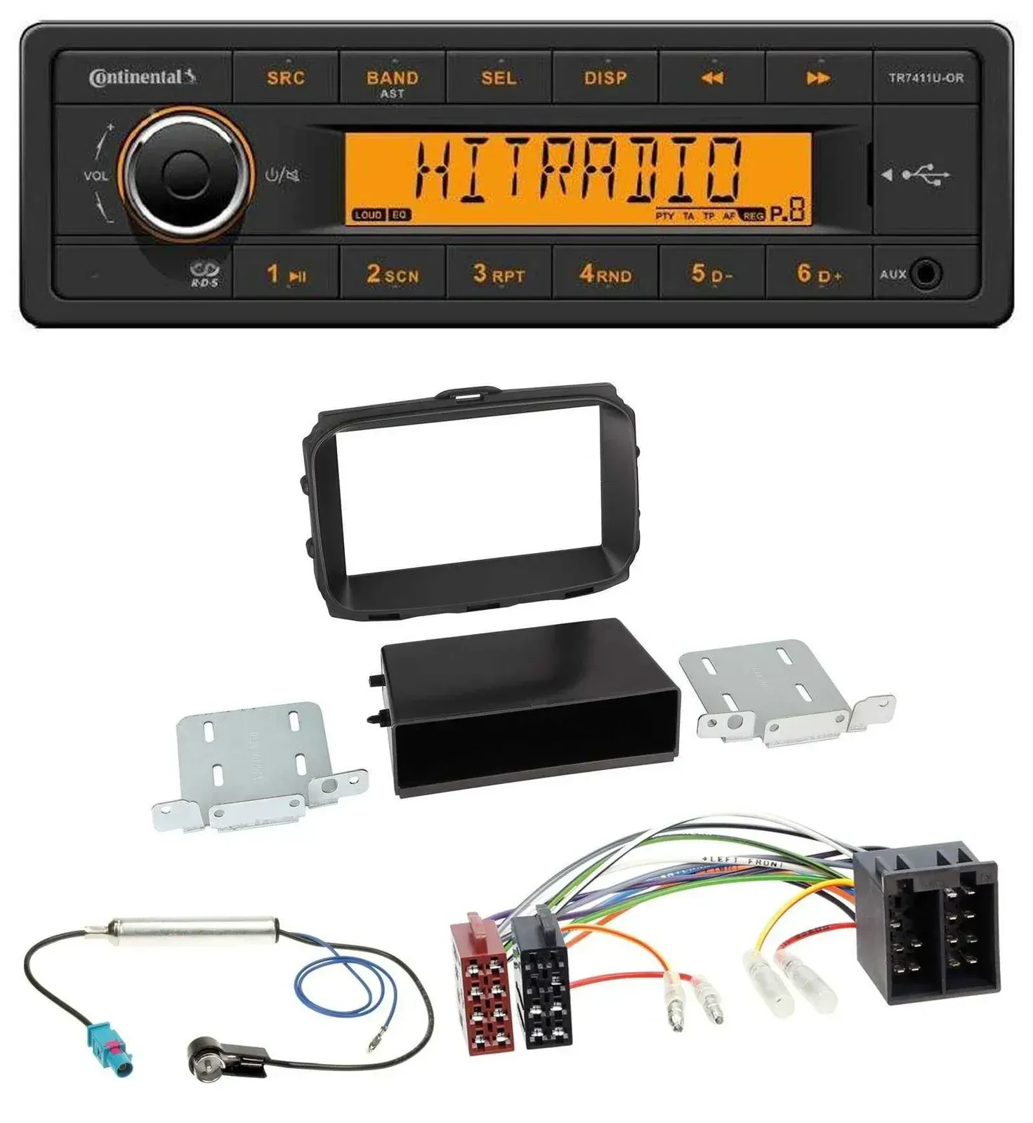 Автомагнитола Continental 1-DIN USB AUX MP3 для Alfa Romeo Giulietta 2013–2021 ISO