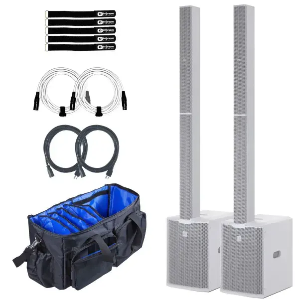 LD Systems MAUI 28 G3 MIX White Column PA Speaker System w Digital Mixer Pair