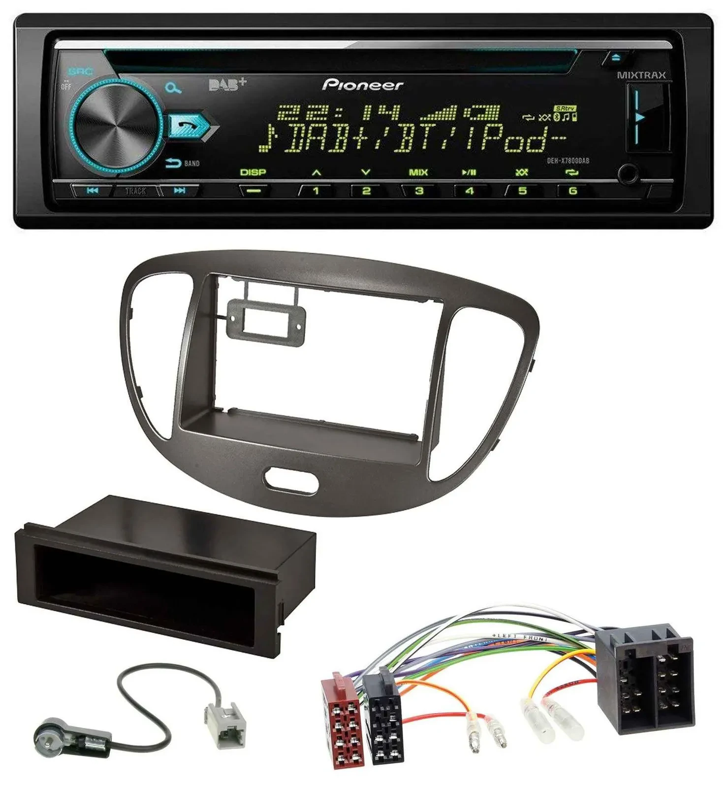 Pioneer DAB MP3 CD USB Bluetooth Autoradio für Hyundai i10 2008-2013 dunkelsilbe