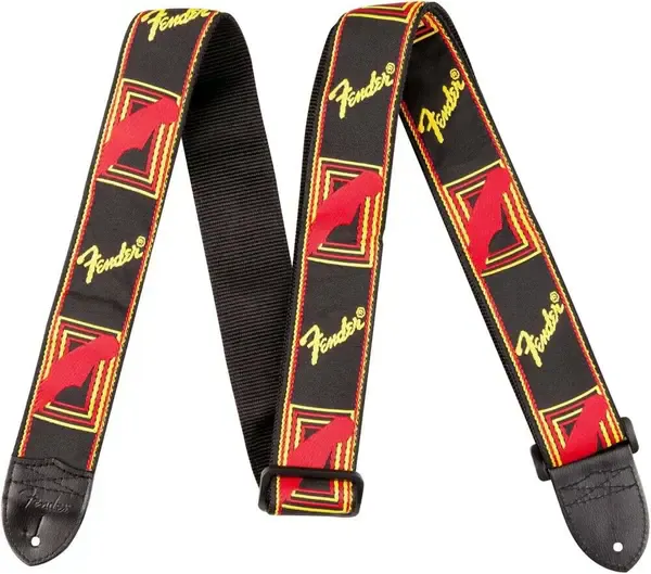 Ремень для гитары Fender 2" Monogrammed Guitar Strap Black, Yellow, and Red