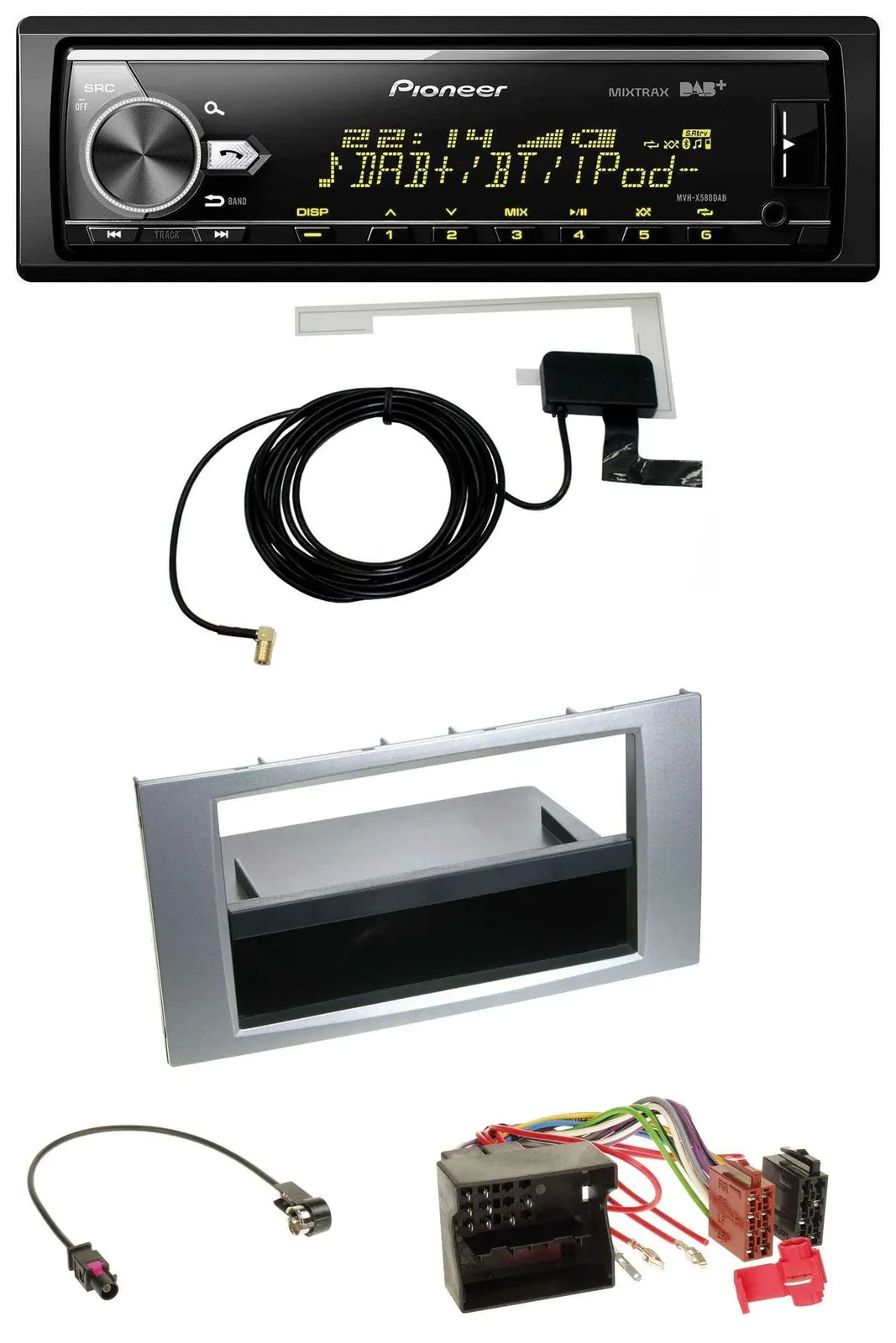 Автомагнитола Pioneer Bluetooth DAB USB MP3 для Ford Kuga/Fusion/Transit (2005–2012), серебристая