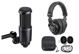 Микрофон для студии Audio-Technica AT2020 кардиоидный конденсаторный (набор, с наушниками)