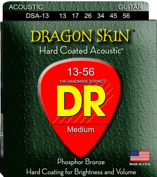 Струны для акустической гитары DR Strings DSA-13 Dragon Skin Acoustic 13-56