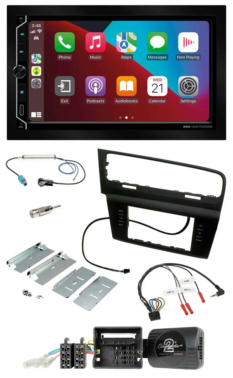 ESX 2DIN DAB USB Lenkrad Bluetooth Autoradio für VW Golf VII ab 2012