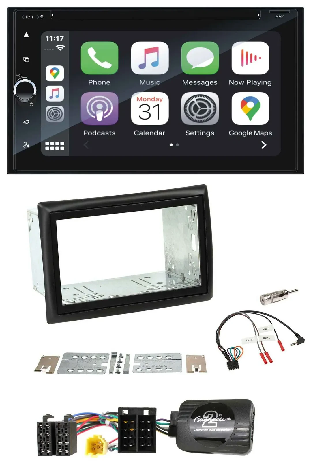 Blaupunkt DAB Lenkrad TMC Bluetooth USB 2DIN Navigation für Renault Megane II 20