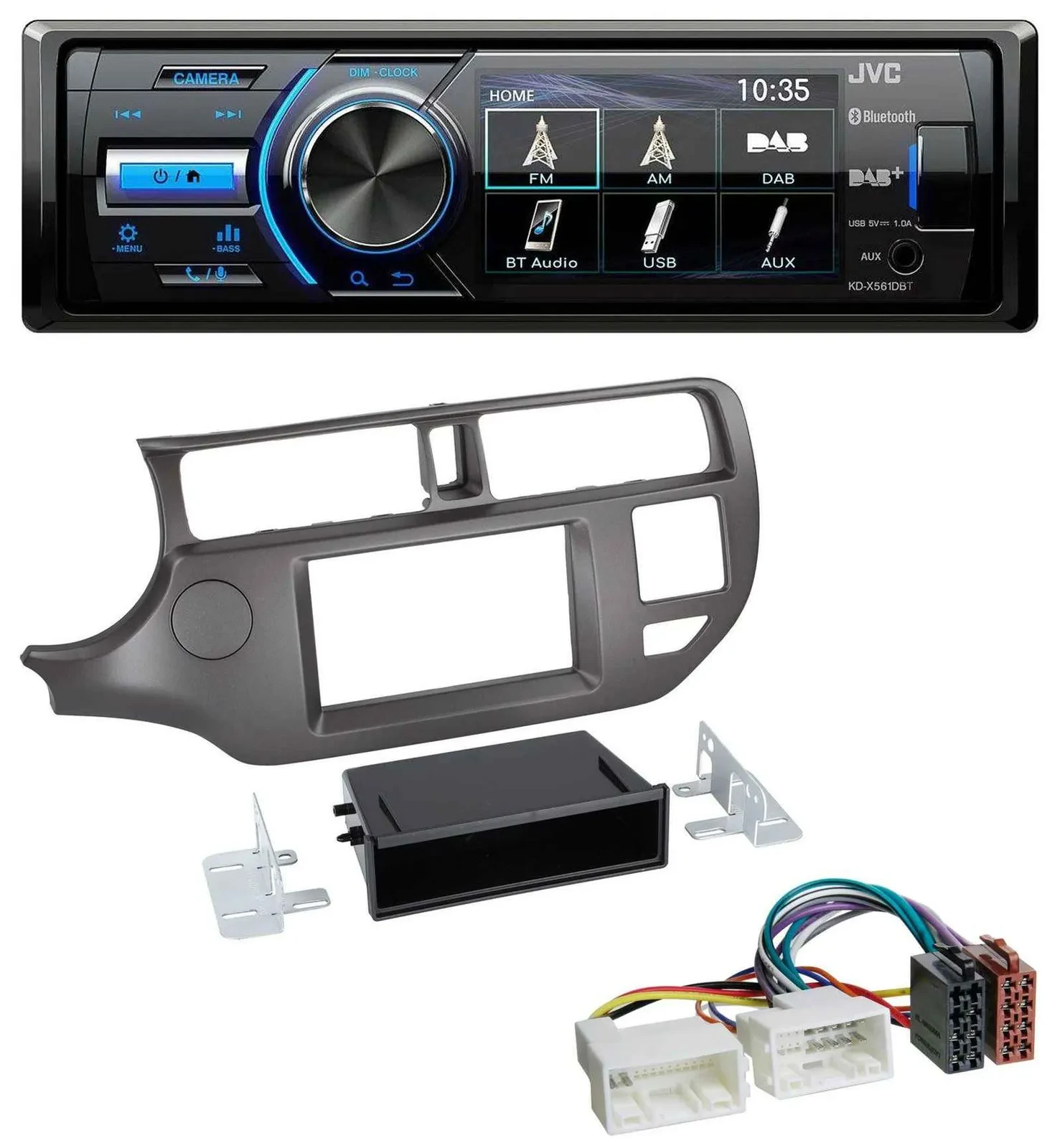 JVC Bluetooth MP3 USB DAB Autoradio für Kia Rio UB 2011-2014 anthrazit