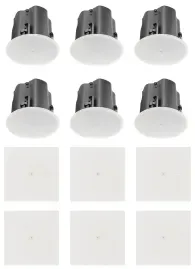 6 JBL Control 414C/T 4" Commercial 70v/8ohm Ceiling Speakers+White Square Grills