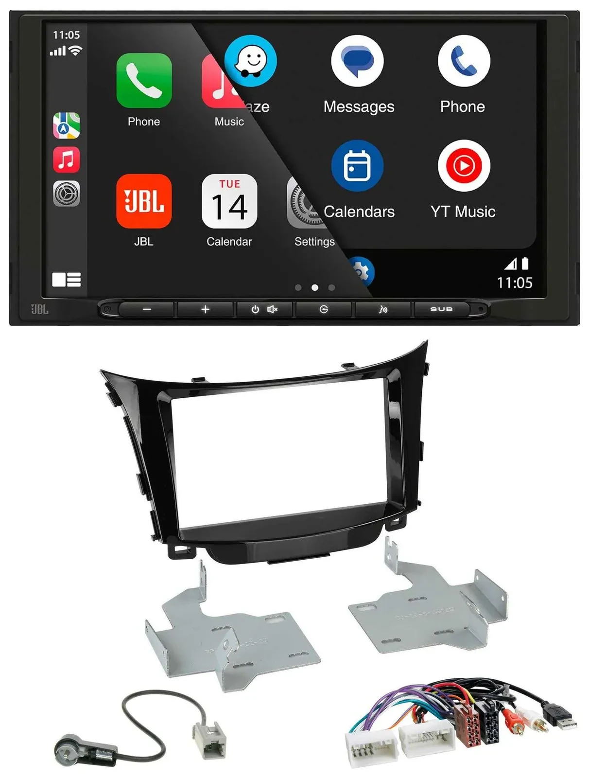 JBL USB 2DIN MP3 Bluetooth AUX Autoradio für Hyundai i30 ab 2012 AUX USB