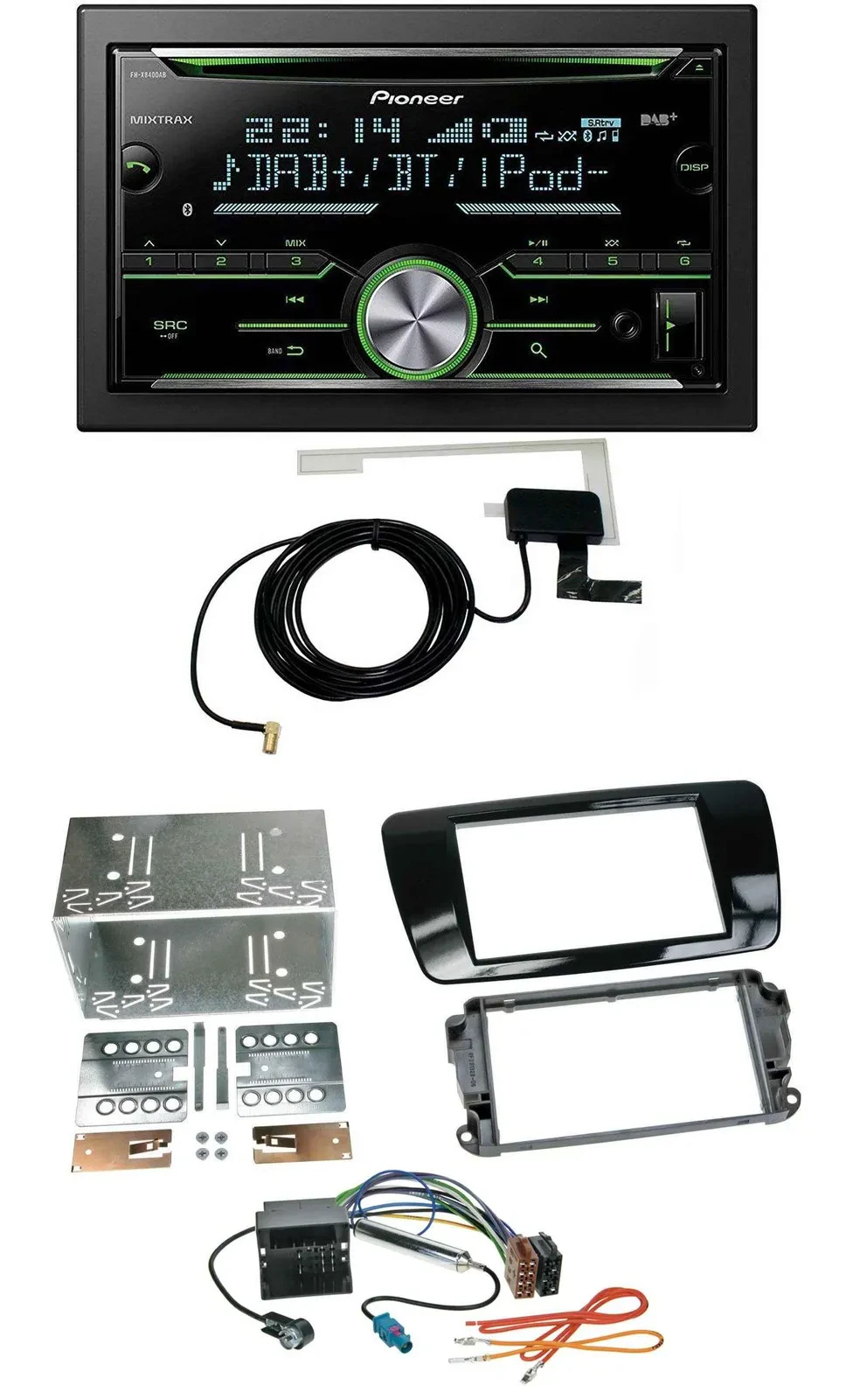 Автомагнитола Pioneer 2-DIN CD/USB/MP3, Bluetooth, DAB, для Seat Ibiza (с 2008), черный рояльный лак