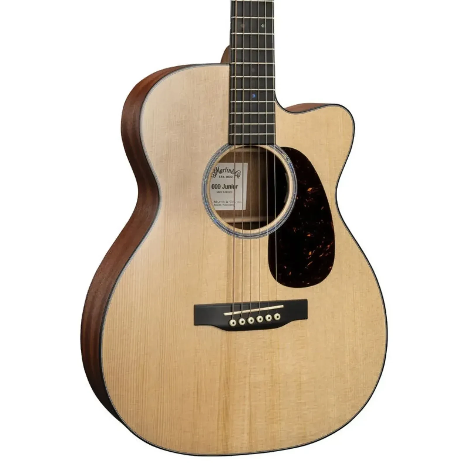 Электроакустическая гитара Martin Guitars 000CJr-E Junior Series Mini Grand Auditorium, верх: массив ели, натуральный, 2025, с чехлом