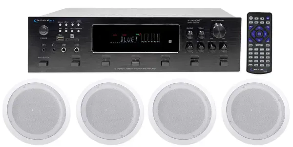 Technical Pro 6000w (6) Zone, Home Theater Bluetooth Receiver+(8) 8" Speakers