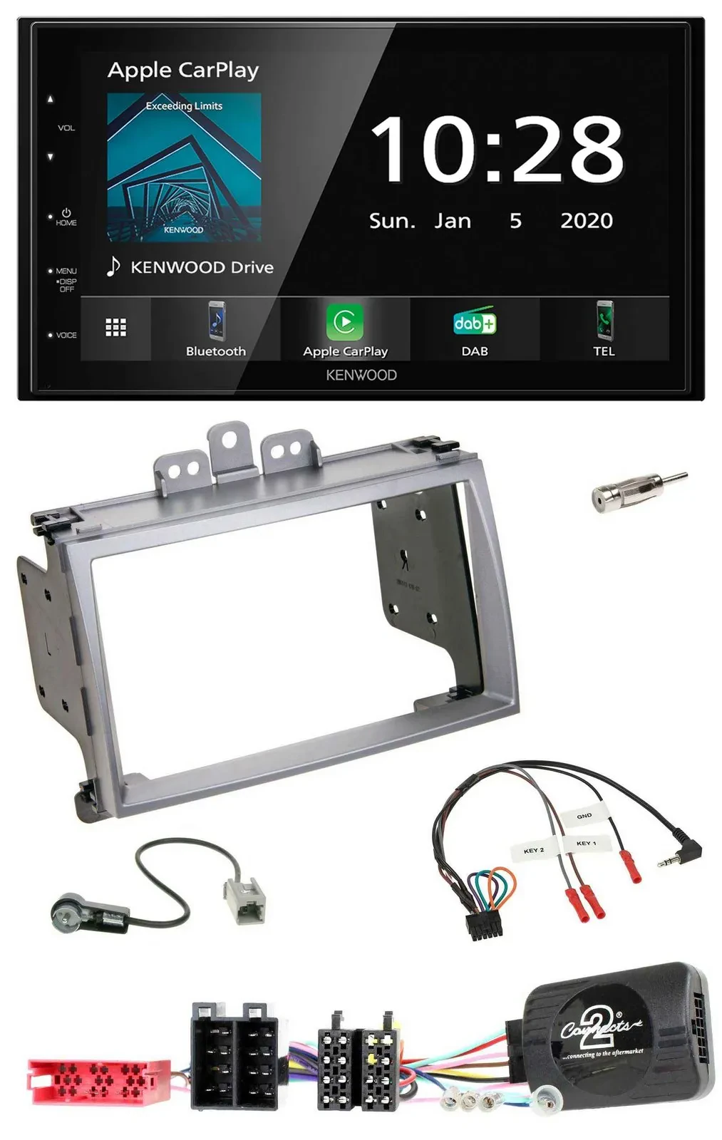 Kenwood Bluetooth Lenkrad DAB USB 2DIN Autoradio für Hyundai i20 2009-2012 silbe
