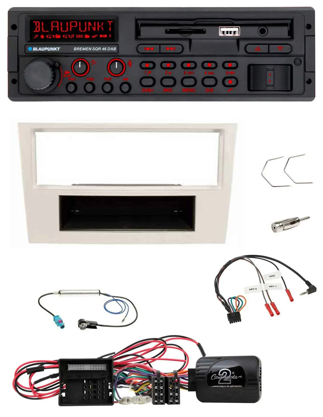 Blaupunkt SD Lenkrad USB Bluetooth DAB Autoradio für Opel Corsa D perl-weiss 09-