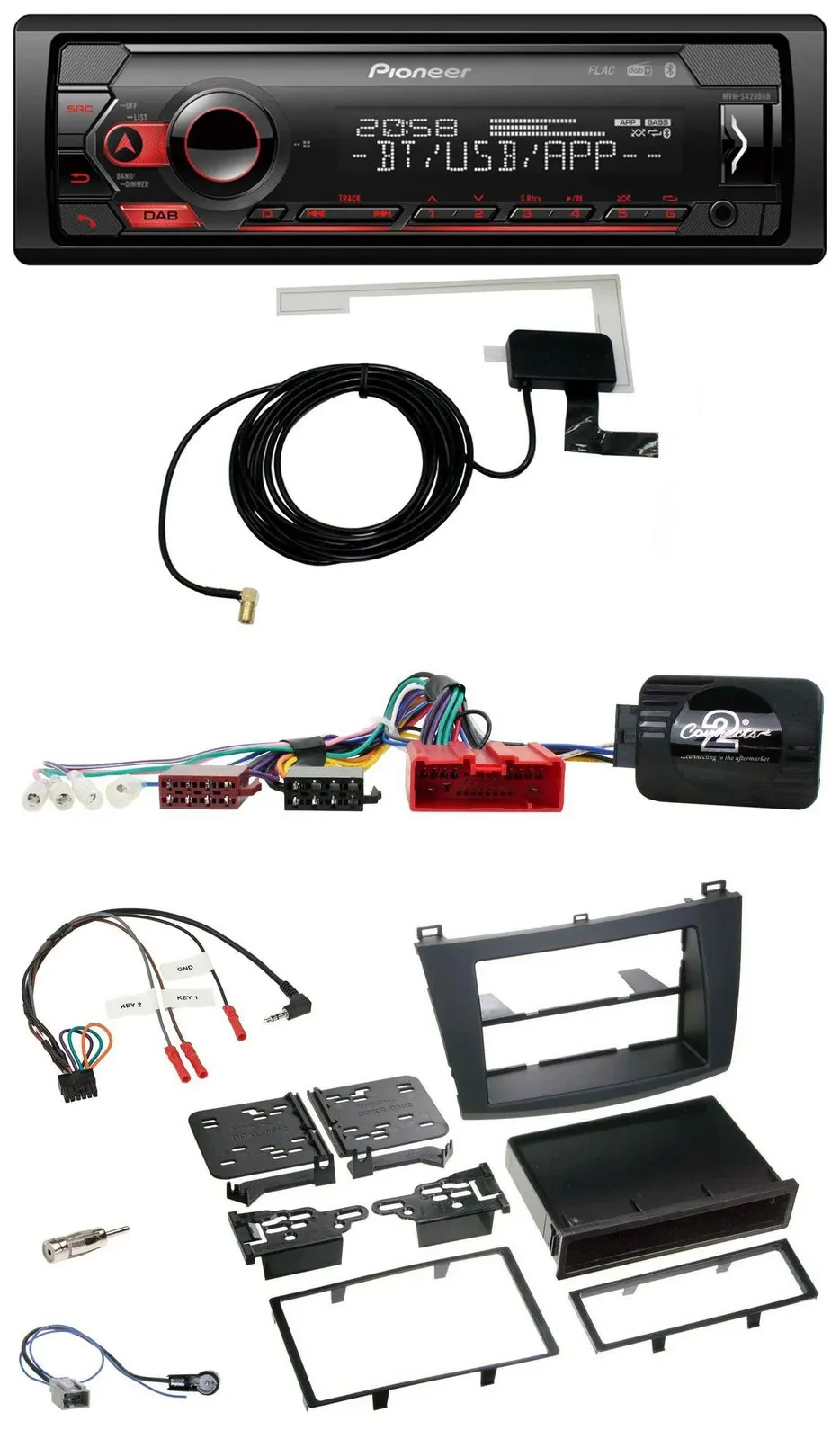 Автомагнитола Pioneer DAB USB Bluetooth для Mazda 3 (2009–2013), CAN-Bus, поддержка кнопок на руле