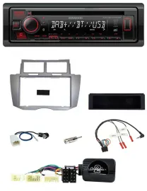 Автомагнитола для Toyota Yaris 2007–2011 Kenwood CD, USB, Bluetooth, DAB, серебристая