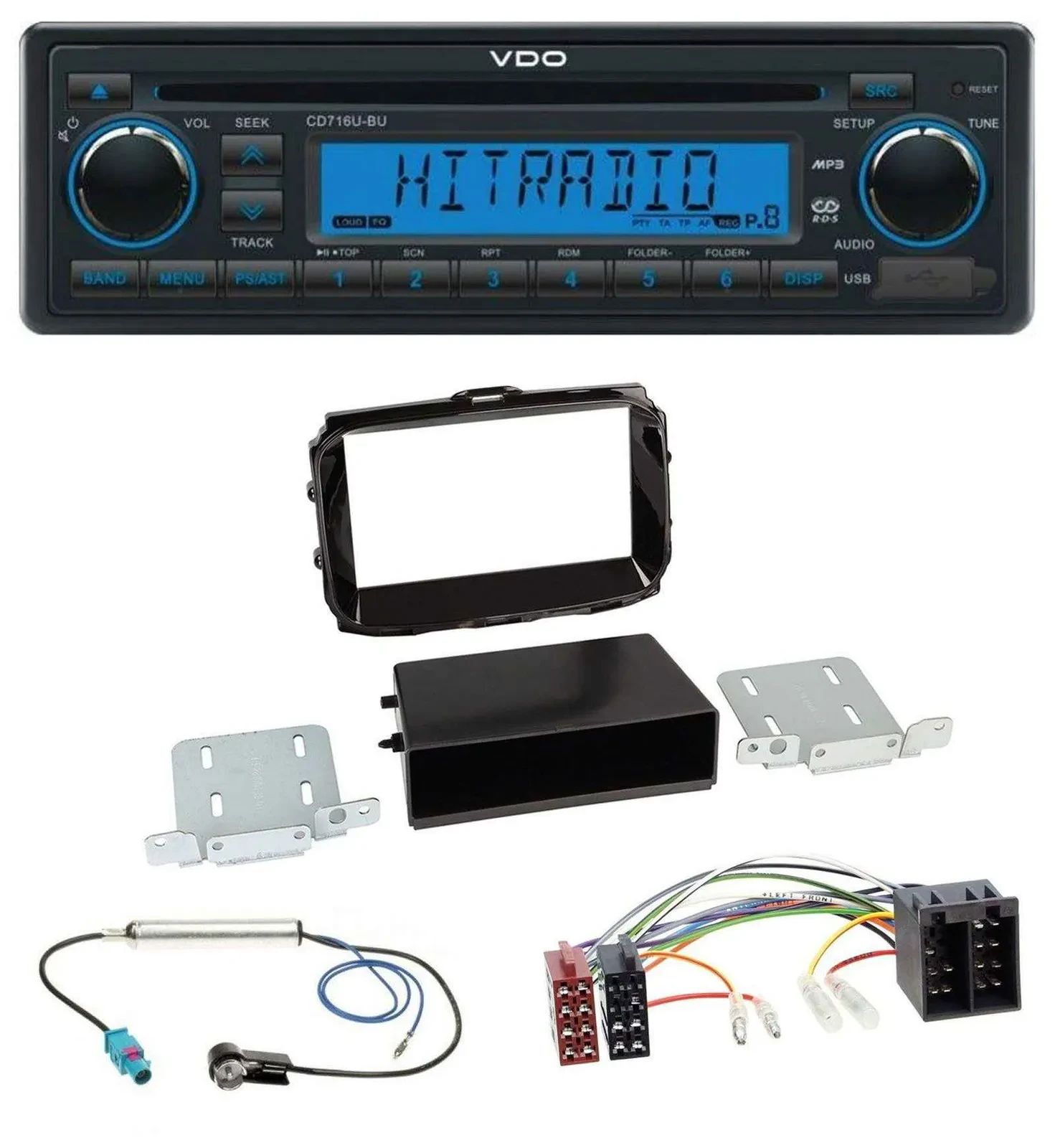 VDO AUX MP3 1DIN CD USB Autoradio für Alfa Giulietta ab 2013 ISO piano-schwarz