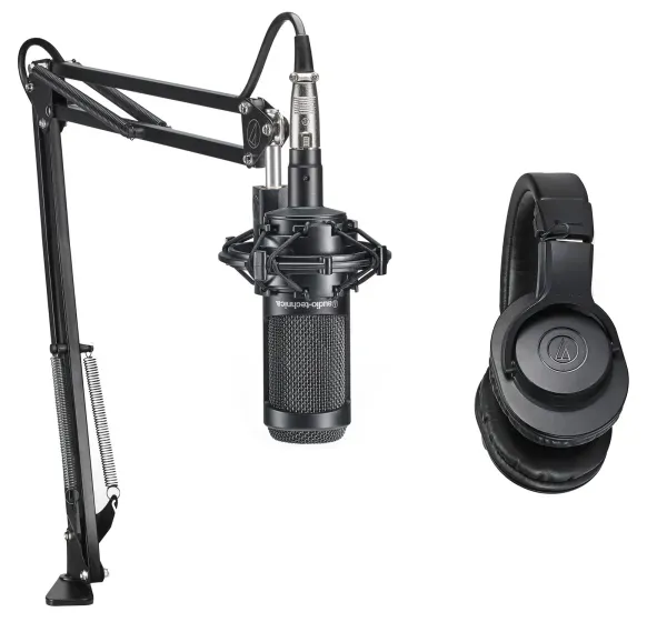 Audio Technica AT2035PK Studio Mic Recording Package-Microphone+Headphones+Boom