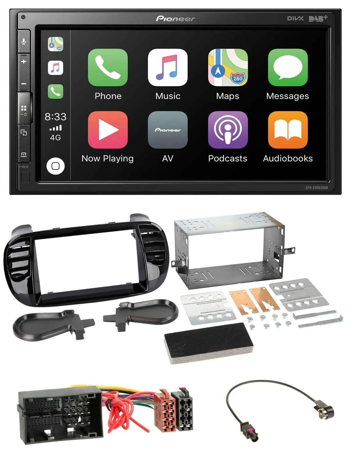Автомагнитола Pioneer 2DIN USB MP3 DAB Bluetooth для Fiat 500 (с 2012), черная