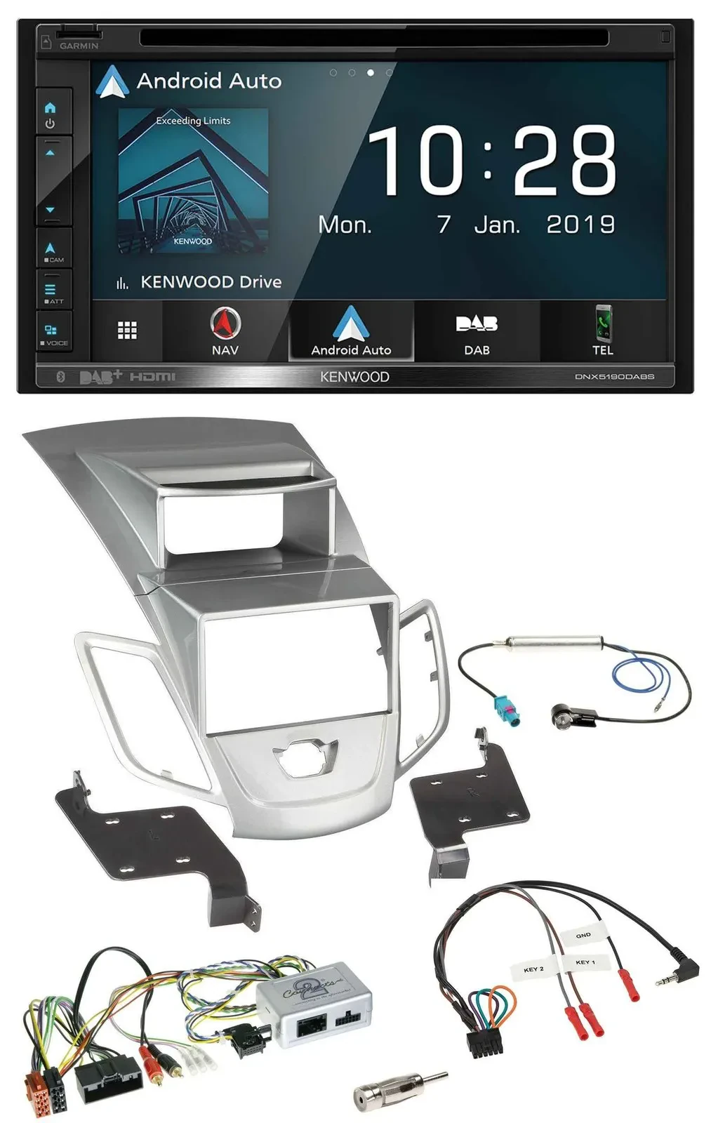 Kenwood DAB TMC USB 2DIN Lenkrad Bluetooth Navigation für Ford Fiesta 2010-17 Di
