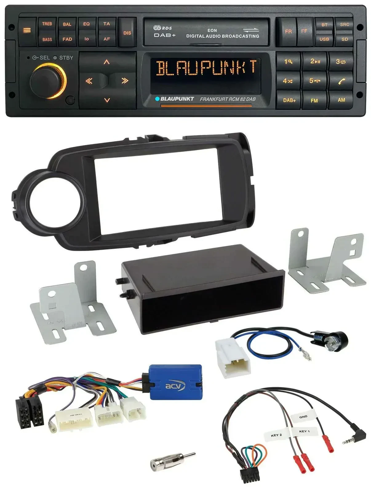 Blaupunkt USB DAB SD Lenkrad Bluetooth Autoradio für Toyota Yaris ab 2014 schwar