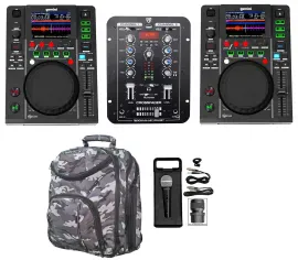 DJ-контроллер с джогом Gemini (2) MDJ-600+RDJ3BT+RMC-XLR+RVCAMOPACK USB/CD, MIDI, микшер, микрофон (набор, 2 шт.)