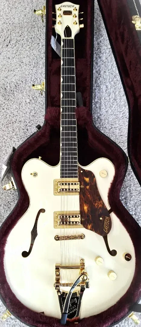 Полуакустическая электрогитара Gretsch G6609TG Player Broadkaster CB DC с Bigsby, золотая фурнитура, Vintage White