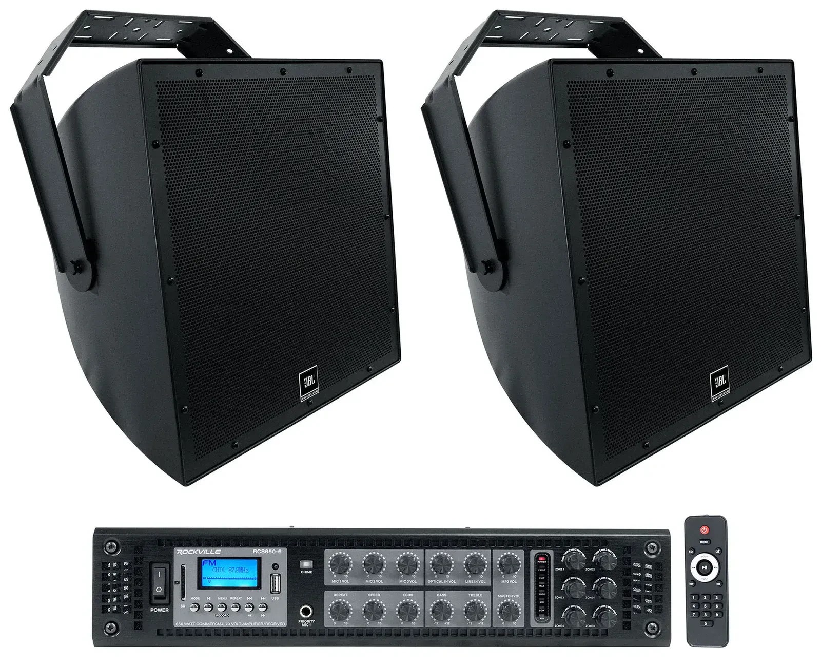 Настенная акустика JBL AWC159 Black с усилителем (пара)