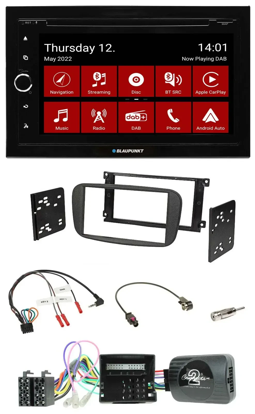 Blaupunkt 2DIN Lenkrad Bluetooth USB TMC DAB Navigation für Ford Focus C-Max Gal