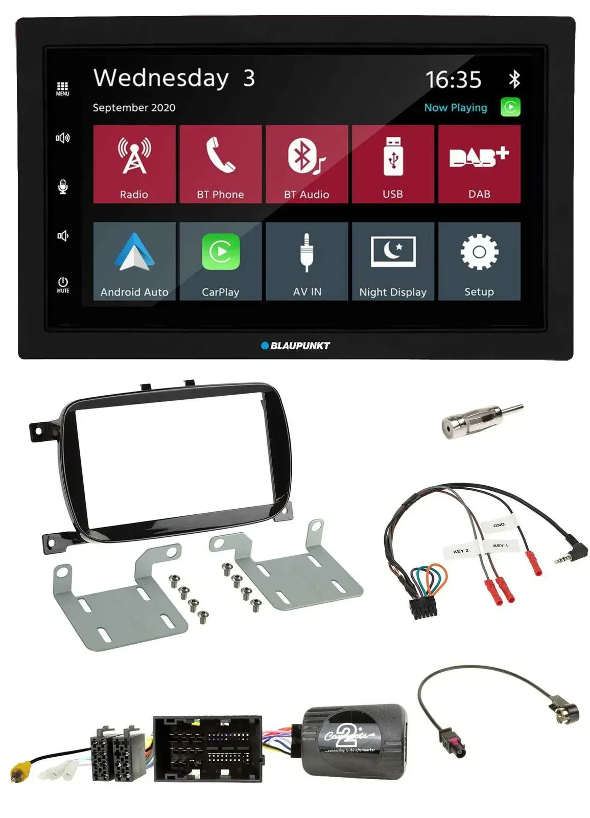 Blaupunkt DAB Bluetooth USB Lenkrad 2DIN Autoradio für 500 X ab 2016 Facelift Pi