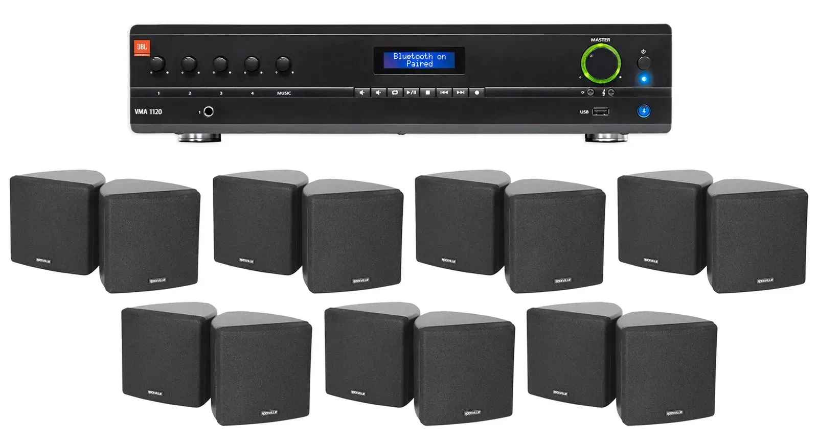 Настенная акустика JBL Cube 70v Black с усилителем (14 штук)