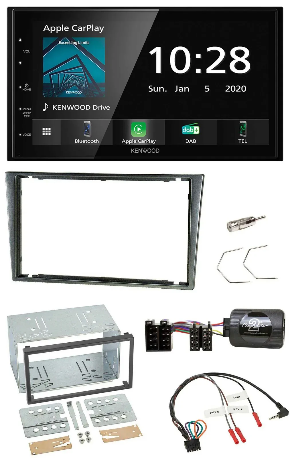 Автомагнитола Kenwood 2DIN Bluetooth DAB USB для Opel Corsa C (2000–2004) с поддержкой кнопок на руле